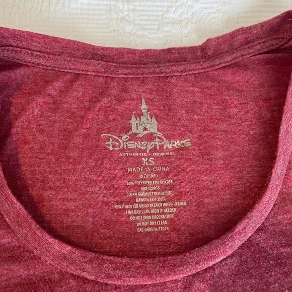Disney Parks Women’s Minnie Mouse Soft Lightweight Tee - Burgundy & Gold - XS - Picture 3 of 4